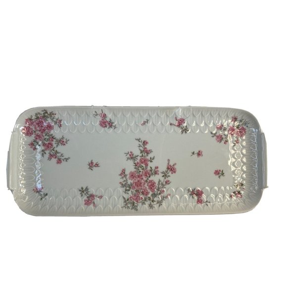 L. Bernardaud Limoges Platter Tray Vintage Porcelain White Pink  6.5" x 15 3/4" - Picture 8 of 10